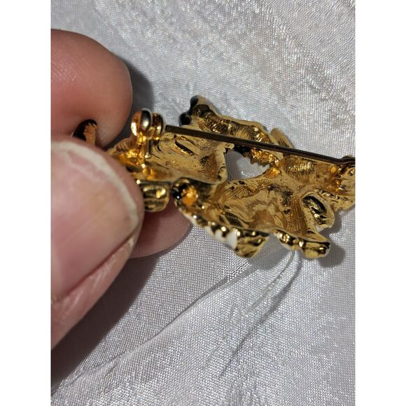 An Enameled Scottish Terrier Brooch Pin Scotty Dog Rhinestone Vintage - Picture 4 of 6